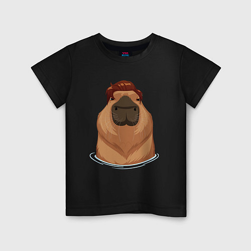 Детская футболка Капибара гигачад с шевелюрой / Черный – фото 1