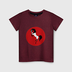 Футболка хлопковая детская Японский конь, цвет: меланж-бордовый