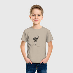 Футболка хлопковая детская Черный фламинго, цвет: миндальный — фото 2