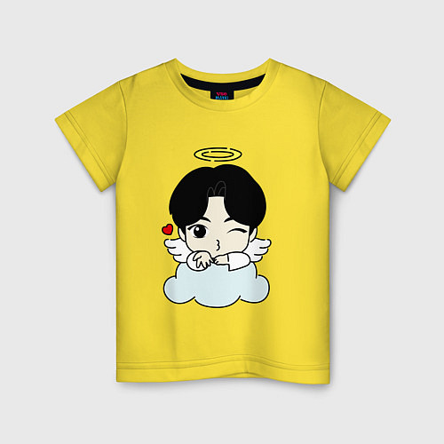 Детская футболка Jin - ангелочек из бтс / Желтый – фото 1