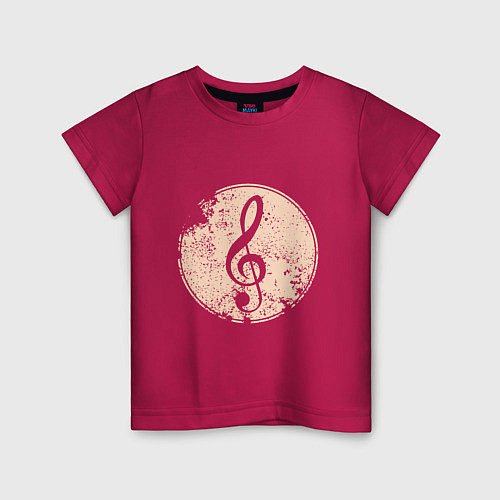 Детская футболка Музыка - скрипичный ключ / Маджента – фото 1