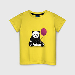 Футболка хлопковая детская Панда с шариком, цвет: желтый