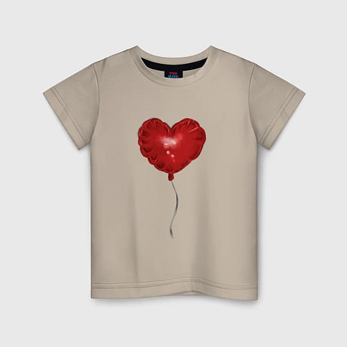 Детская футболка Красный шарик в виде сердечка / Миндальный – фото 1