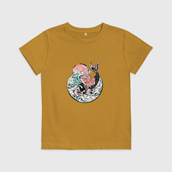 Футболка хлопковая детская Приручительница карпов, цвет: горчичный