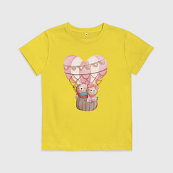 Футболка хлопковая детская Мишки на воздушом шаре, цвет: желтый