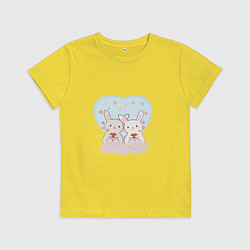Футболка хлопковая детская Двойняшки валентинки, цвет: желтый