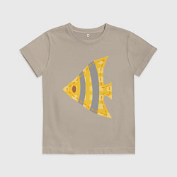 Футболка хлопковая детская Тропическая рыбка, цвет: миндальный