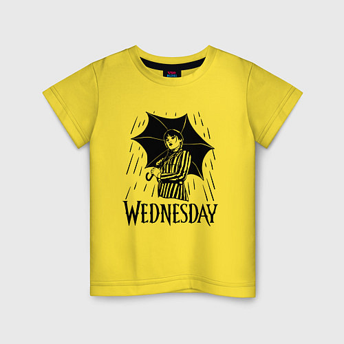 Детская футболка Уэнсдэй под дождем / Желтый – фото 1