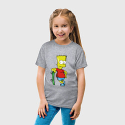 Футболка хлопковая детская Барт и скейт, цвет: меланж — фото 2