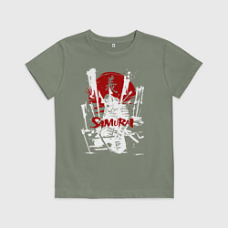 Футболка хлопковая детская Белый самурай ранен стрелами, цвет: авокадо