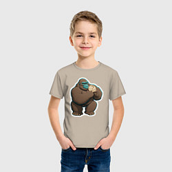 Футболка хлопковая детская Горилла с печенькой, цвет: миндальный — фото 2