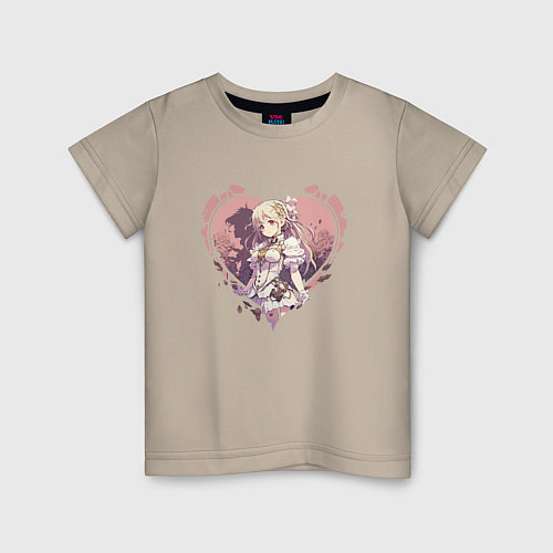Детская футболка Аниме девушка в стиле Геншин Импакт / Миндальный – фото 1