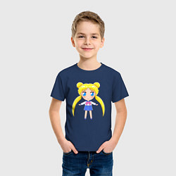 Футболка хлопковая детская Sailor moon chibi, цвет: тёмно-синий — фото 2