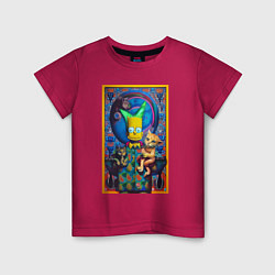 Футболка хлопковая детская Bart Simpson and cats - нейросеть - плакат, цвет: маджента