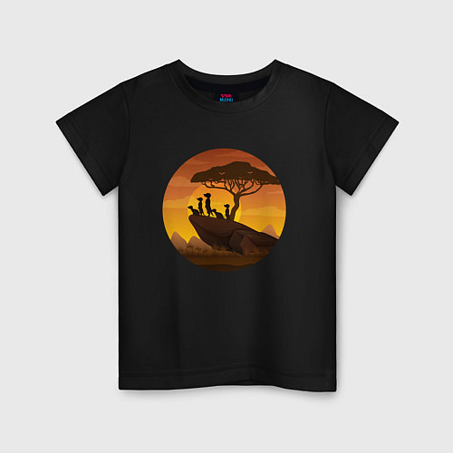 Детская футболка Сурикаты на закате / Черный – фото 1