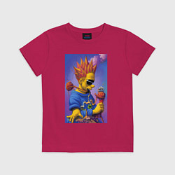 Футболка хлопковая детская Bart Simpson - нейросеть - сюрреализм, цвет: маджента