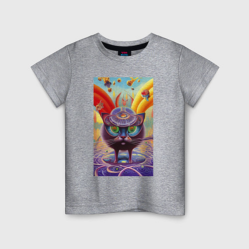 Детская футболка Лучший кот - нейросеть - фантазия / Меланж – фото 1