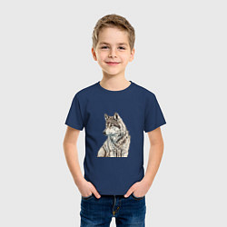 Футболка хлопковая детская Серая волчица, цвет: тёмно-синий — фото 2