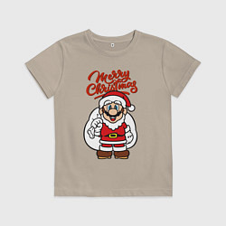 Футболка хлопковая детская Christmas Mario, цвет: миндальный