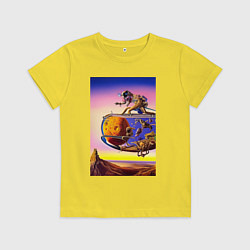 Футболка хлопковая детская Зарождение жизни - сюрреализм - нейросеть, цвет: желтый
