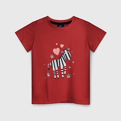 Футболка хлопковая детская Влюбленная зебра, цвет: красный