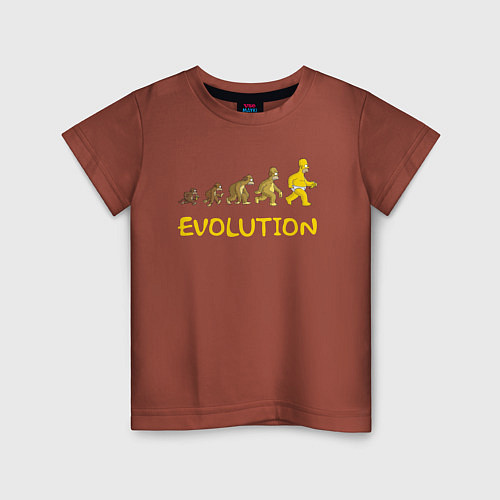 Детская футболка Эволюция Гомера / Кирпичный – фото 1