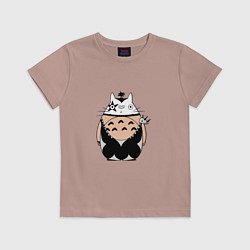 Футболка хлопковая детская Totoro рокер, цвет: пыльно-розовый