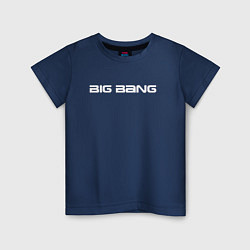 Футболка хлопковая детская Big bang белый логотип, цвет: тёмно-синий
