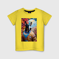 Футболка хлопковая детская Командир космического корабля - нейросеть, цвет: желтый