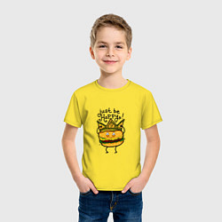 Футболка хлопковая детская Just be happy, цвет: желтый — фото 2