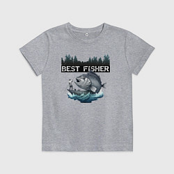 Футболка хлопковая детская Лучший рыбак года, цвет: меланж