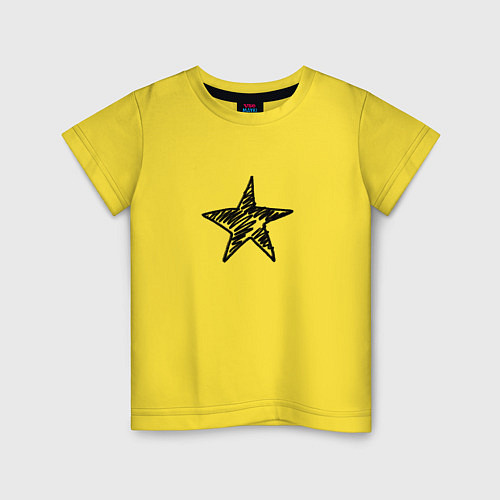 Детская футболка Черная звезда / Желтый – фото 1