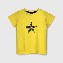 Футболка хлопковая детская Черная звезда, цвет: желтый