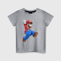 Футболка хлопковая детская Марио прыгает, цвет: меланж