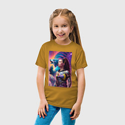 Футболка хлопковая детская Cyberpunk - fantasy - neural network, цвет: горчичный — фото 2