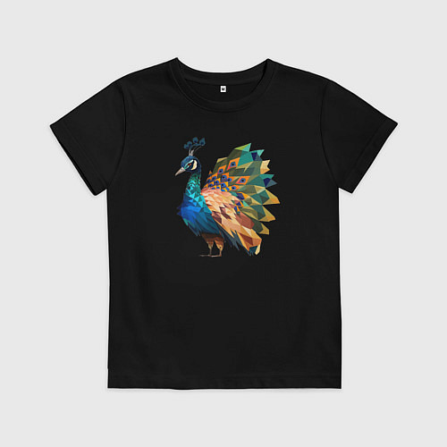 Детская футболка Павлин- царская птица / Черный – фото 1