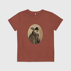 Футболка хлопковая детская Rabbit in a hat, цвет: кирпичный