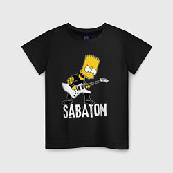 Футболка хлопковая детская Sabaton Барт Симпсон рокер, цвет: черный