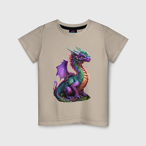 Детская футболка Разноцветный дракончик / Миндальный – фото 1