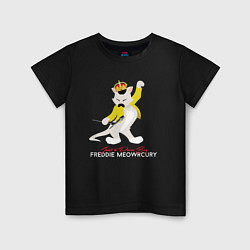 Футболка хлопковая детская Фредди Меркьюри кот, цвет: черный