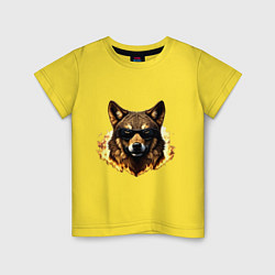 Футболка хлопковая детская Гангстер волк, цвет: желтый