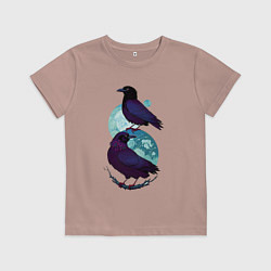 Футболка хлопковая детская Фиолетовые вороны, цвет: пыльно-розовый