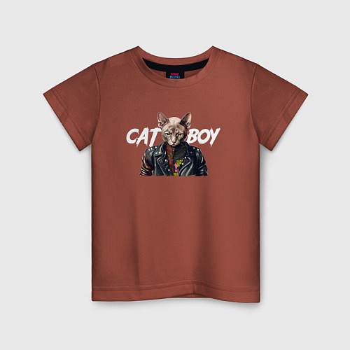 Детская футболка Cat boy / Кирпичный – фото 1