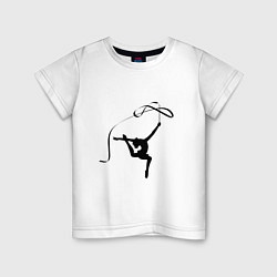 Футболка хлопковая детская Гимнастка с лентой, цвет: белый