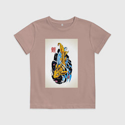 Футболка хлопковая детская Рыба акварелью, цвет: пыльно-розовый