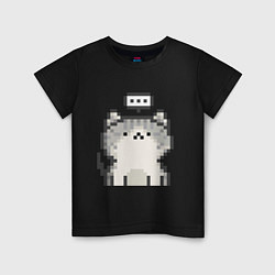 Футболка хлопковая детская Pixel Cat V1, цвет: черный