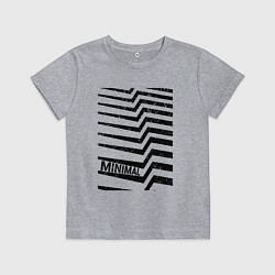 Футболка хлопковая детская Minimal надпись и полосы, цвет: меланж