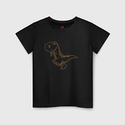 Футболка хлопковая детская Шагающий рисованный динозавр, цвет: черный