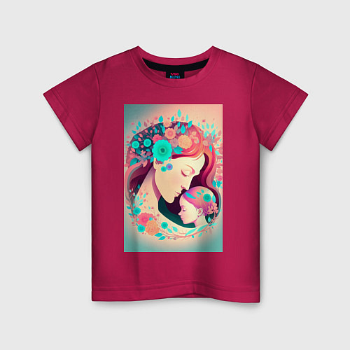 Детская футболка Девушка с ребенком / Маджента – фото 1