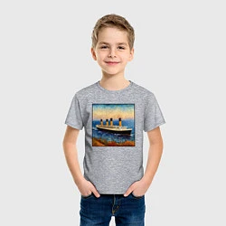 Футболка хлопковая детская Титаник в стиле Ван Гога, цвет: меланж — фото 2